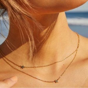 Jennifer Zeuner Gold Double Star Chain Necklace